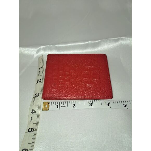 Holiday Sale! Red Minimalist Alligator Leather Slim Unisex Card-Cash Wallet - Picture 2 of 7